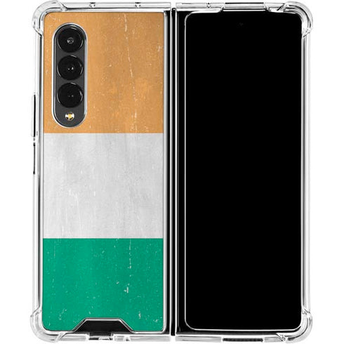 Ivory Coast Flag Distressed Galaxy Z Fold4 5G Clear Case